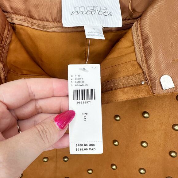 NWT Anthropologie Mare Mare Faux Suede Rivet Trim Studded Mini Skirt Small - Picture 5 of 13